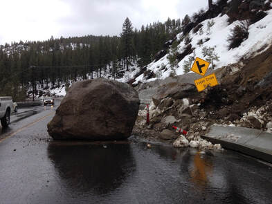 Rock slides on Tahoe highways